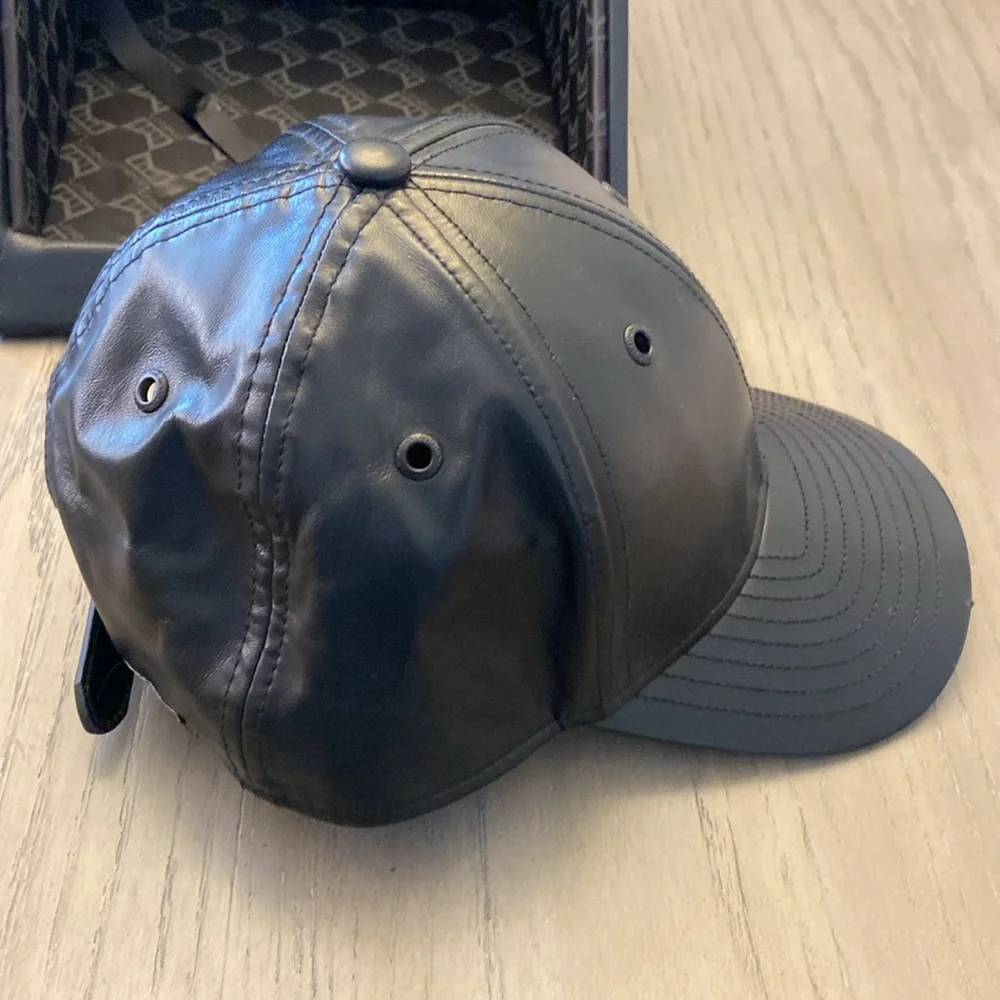 MELIN The Voyage Black Nappa Leather 6 Panel Cap.